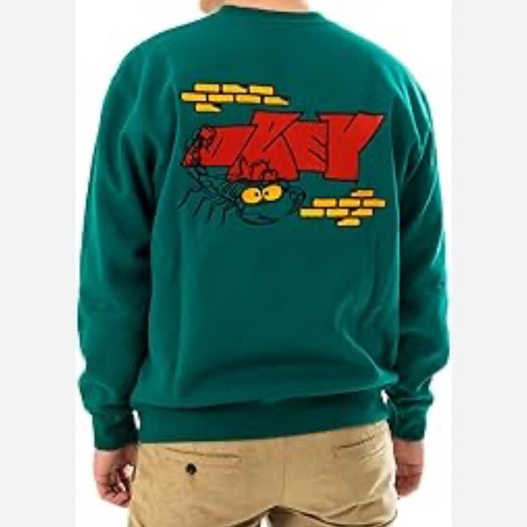 Obey Other - Obey Brick by Brick Crewneck Sweatshirt Green Double-sided Embroidery-Medium